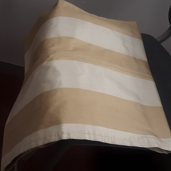 4 Majesty Cream/Beige 42W x 84L Dupioni Silk Striped Tailored Panels - Picture 2 of 11